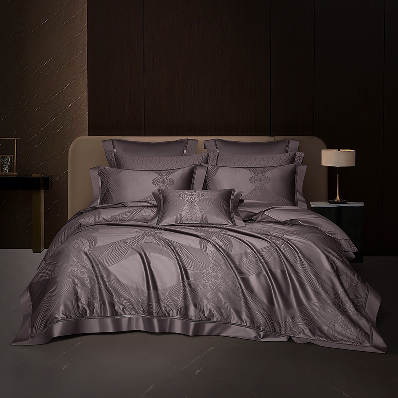 Home Textiles Europe - Set Tempat Tidur Mewah Jacquard Katun
