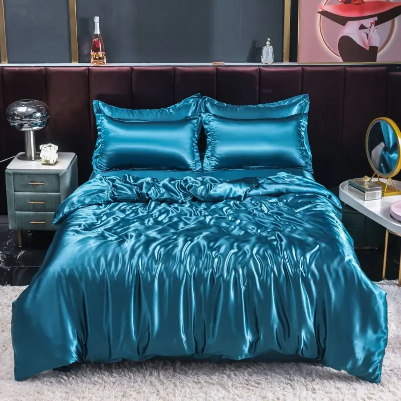 Silk Sheet Set - Set tempat tidur sutra Satin Nordik,