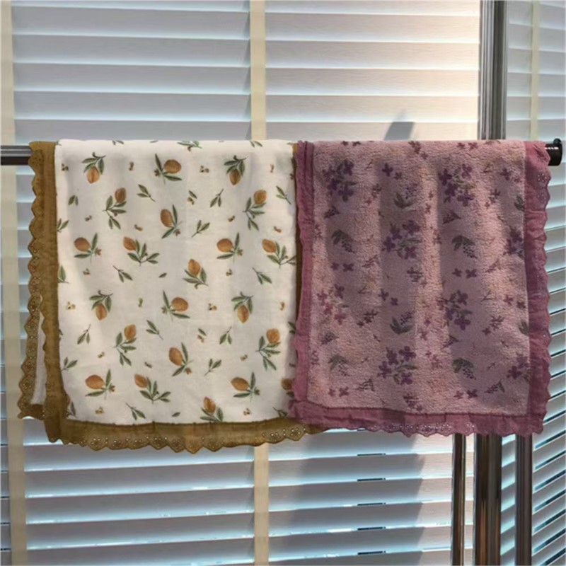 Home Textiles Towel Set - Handuk Gaya Pasangan dengan Renda Gaya