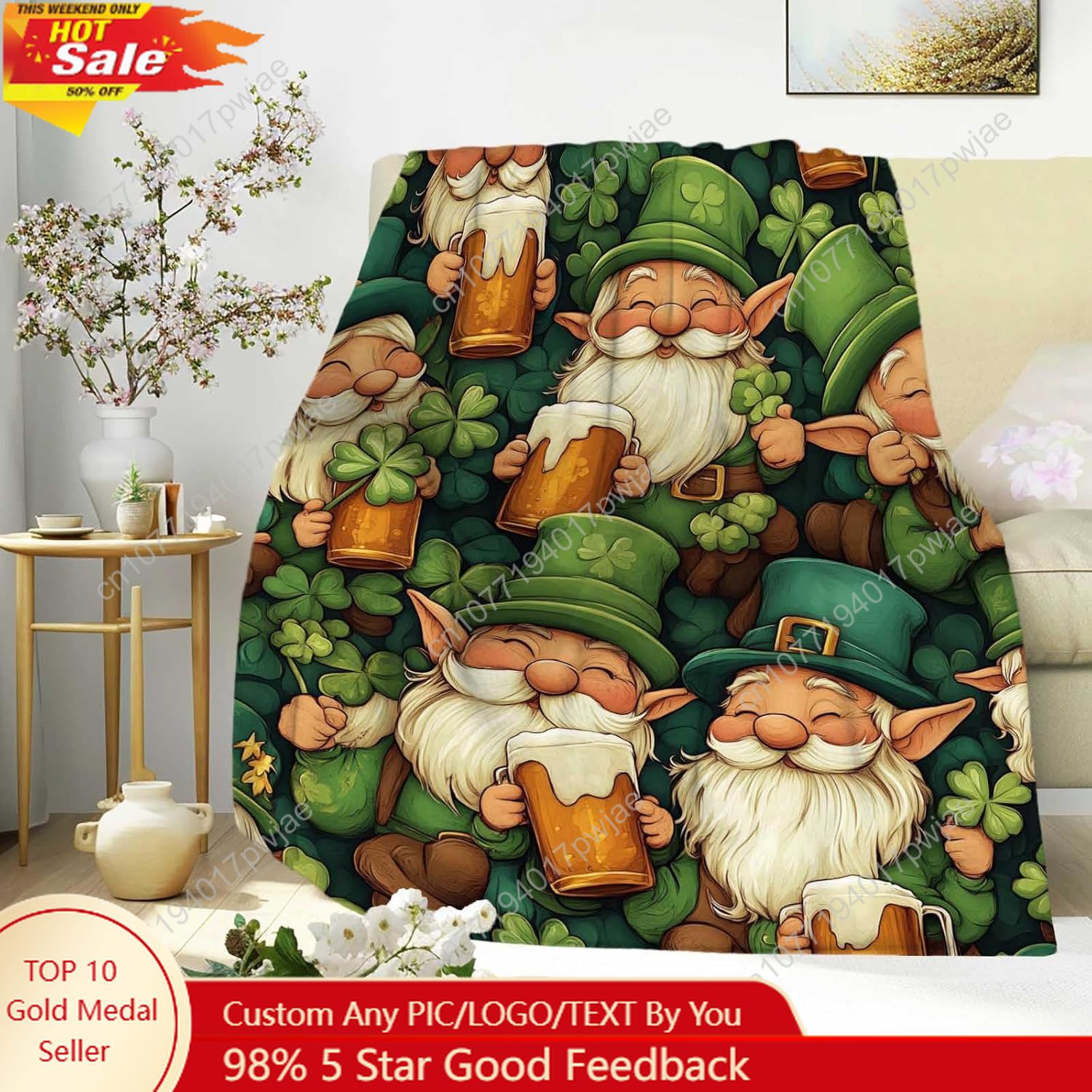Home Textiles Throw - Selimut Lembut Hari St. Patrick dengan