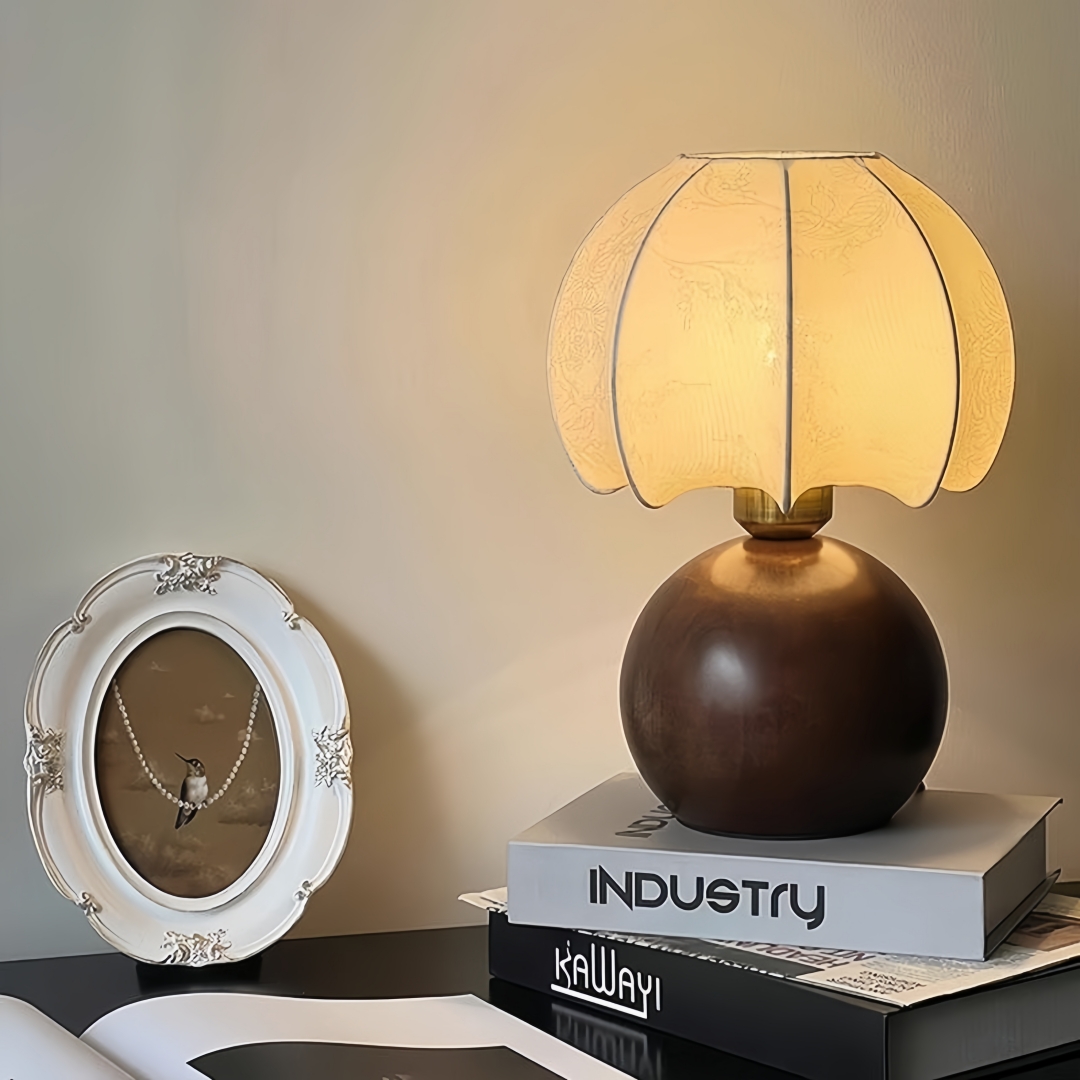 Home Textile - Lampu meja bermotif bunga vintage, lampu
