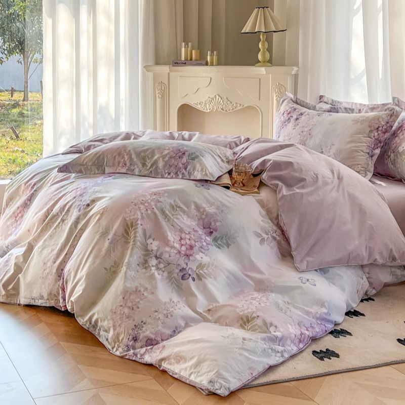 Home Textiles Europe - Set Sprei Mewah Motif Bunga 100%