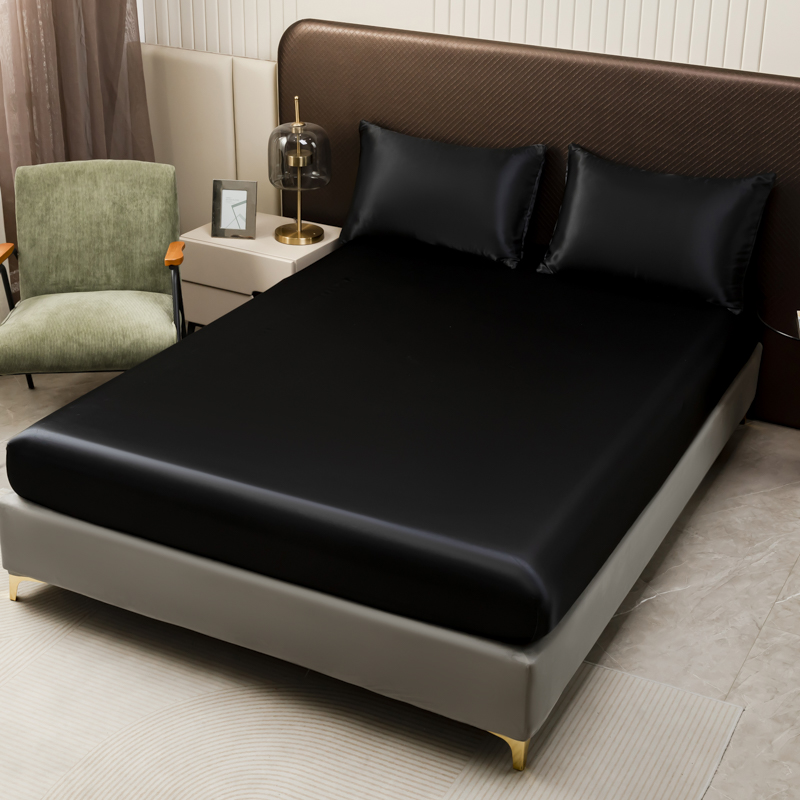 3 buah Satin hitam seprai pas  - Silk Sheet Set ulasan dan harga