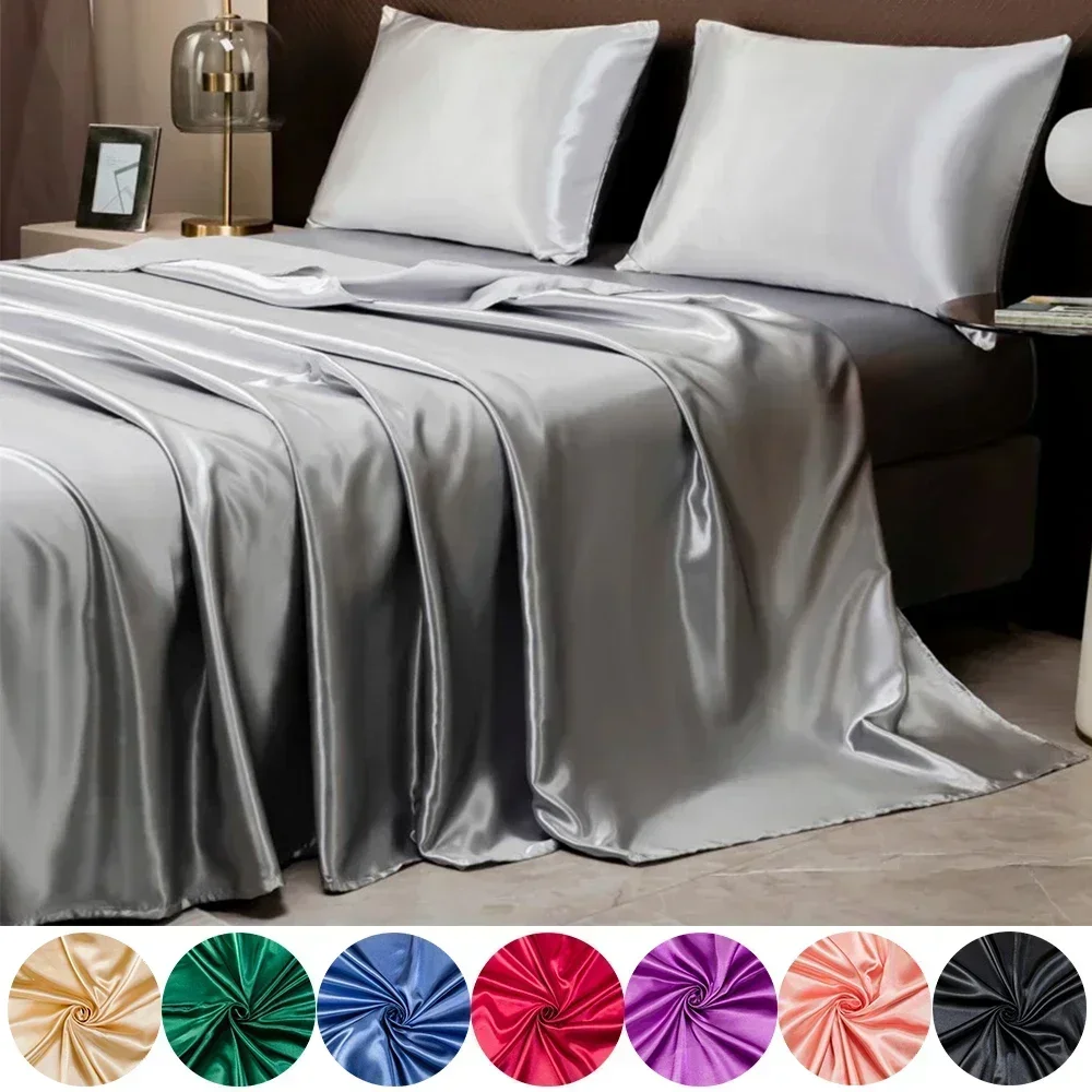 2/3PCS Set Sprei Satin Mewah L - Silk Sheet Set ulasan dan harga